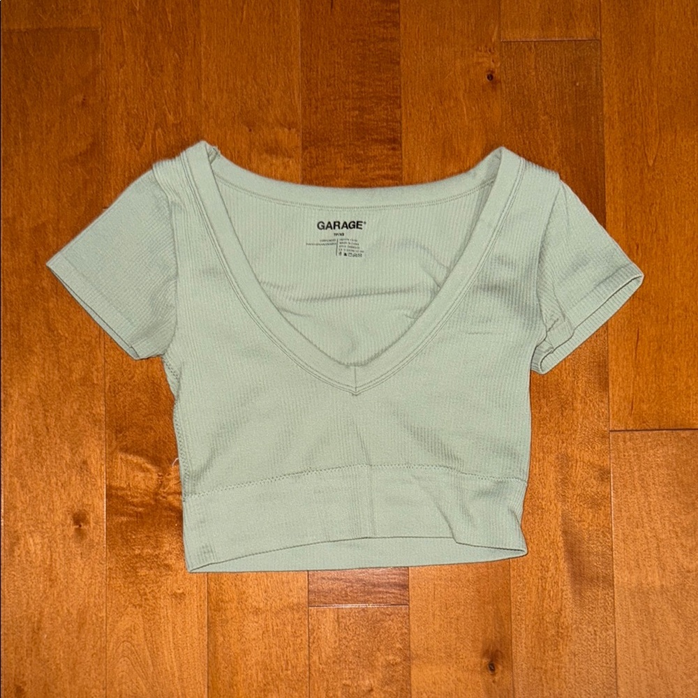 Garage Green Fitted Crop T-Shirt
